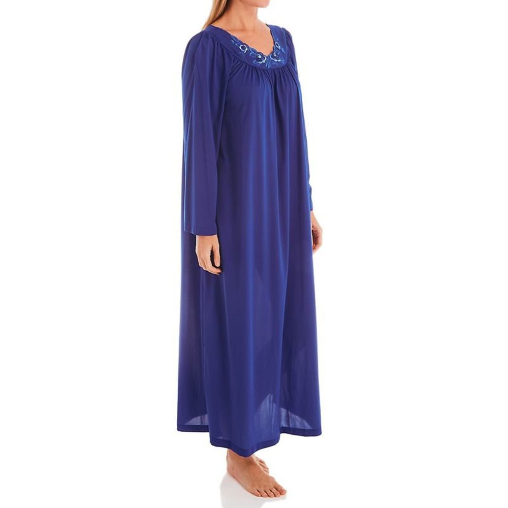 Shadowline Petals 53 Inch Long Sleeve Gown -  Navy  33280